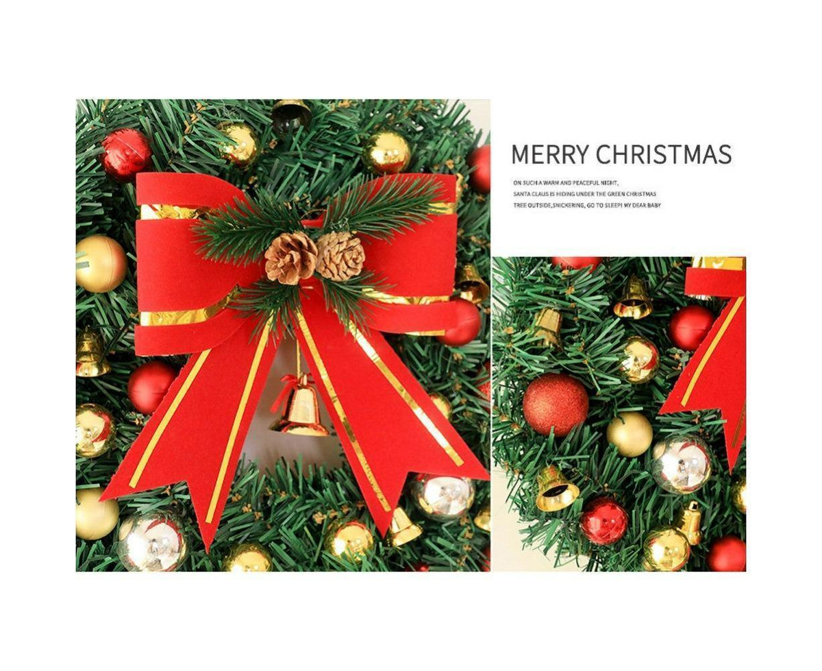 Christmas Wreath, Artificial Winter Christmas Red Wreath, Front Door Christmas Wreath for Indoor Outdoor Home Office Wall Wedding - B - 40cm