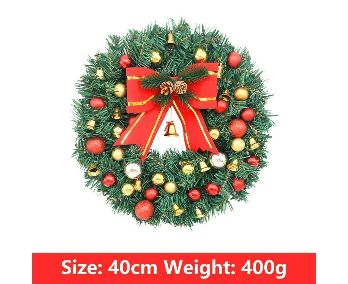 Christmas Wreath, Artificial Winter Christmas Red Wreath, Front Door Christmas Wreath for Indoor Outdoor Home Office Wall Wedding - B - 40cm