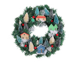 Christmas Wreath, Green, Crestwood Spruce, White Lights, Decorated with Pine Cones, Berry Clusters, Frosted Branches, Christmas Collection - 35CM