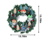 Christmas Wreath, Green, Crestwood Spruce, White Lights, Decorated with Pine Cones, Berry Clusters, Frosted Branches, Christmas Collection - 35CM