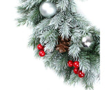 Christmas Wreaths for Front Door Xmas Art Decorations Thanksgiving Day Indoor Outdoor Home Decorative Wreath Red Flowers Pine Cones Fruits - 35CM