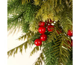 Christmas Wreaths for Front Door Xmas Art Decorations Thanksgiving Day Indoor Outdoor Home Decorative Wreath Three Red Flowers Pine Cones - 40 * 40 * 5cm