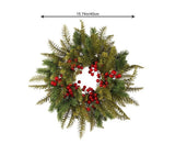 Christmas Wreaths for Front Door Xmas Art Decorations Thanksgiving Day Indoor Outdoor Home Decorative Wreath Three Red Flowers Pine Cones - 40 * 40 * 5cm