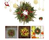 Christmas Wreaths for Front Door Xmas Art Decorations Thanksgiving Day Indoor Outdoor Home Decorative Wreath Three Red Flowers Pine Cones - 40 * 40 * 5cm