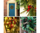 Christmas Wreaths for Front Door Xmas Art Decorations Thanksgiving Day Indoor Outdoor Home Decorative Wreath Three Red Flowers Pine Cones - 40 * 40 * 5cm