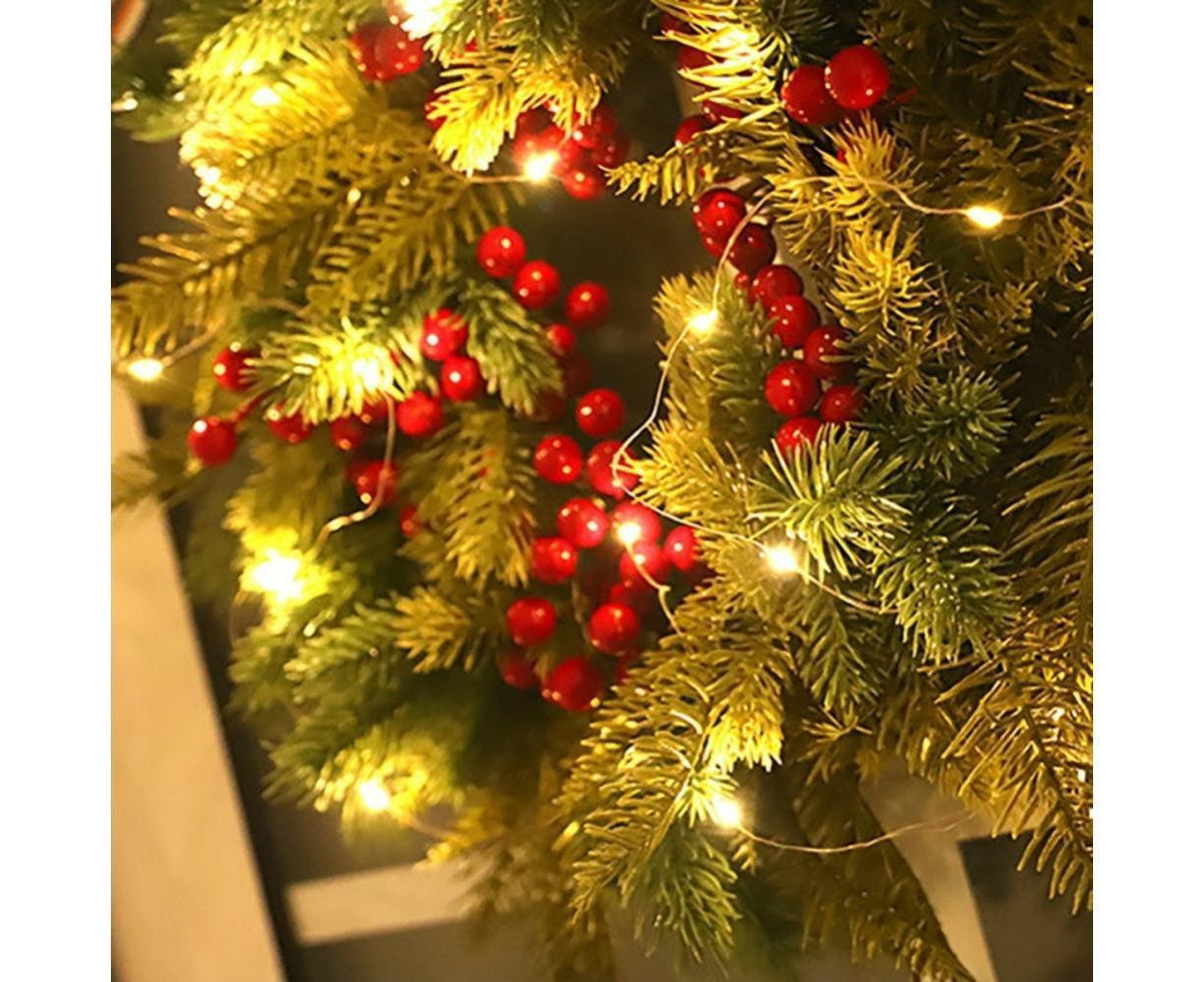 Christmas Wreaths for Front Door Xmas Art Decorations Thanksgiving Day Indoor Outdoor Home Decorative Wreath Three Red Flowers Pine Cones - 40 * 40 * 5cm