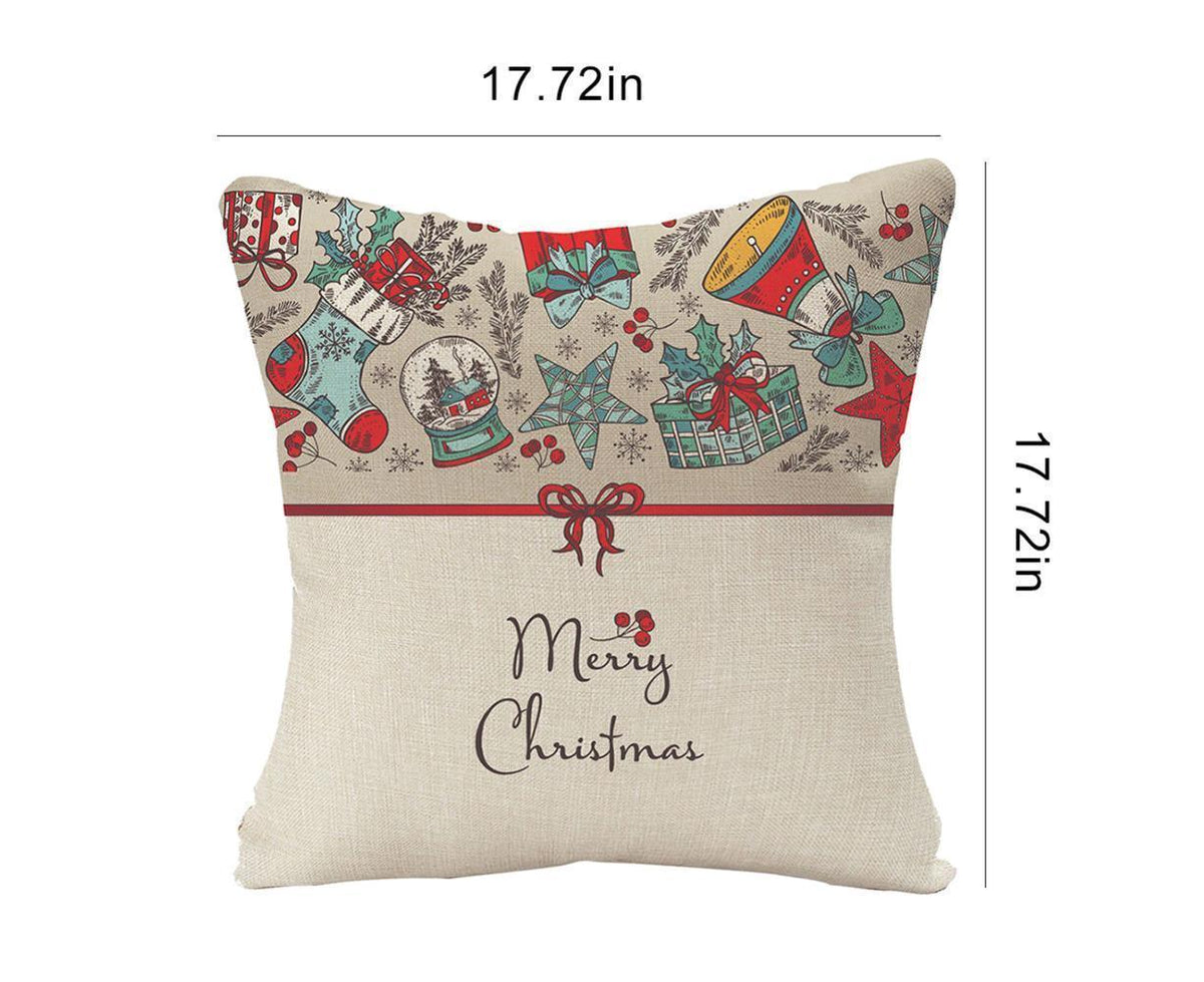 Merry Christmas Throw Pillow Covers 18x18 Inch, Xmas Trees Decorative Cushion Cases for Home Decoration - Navy Blue