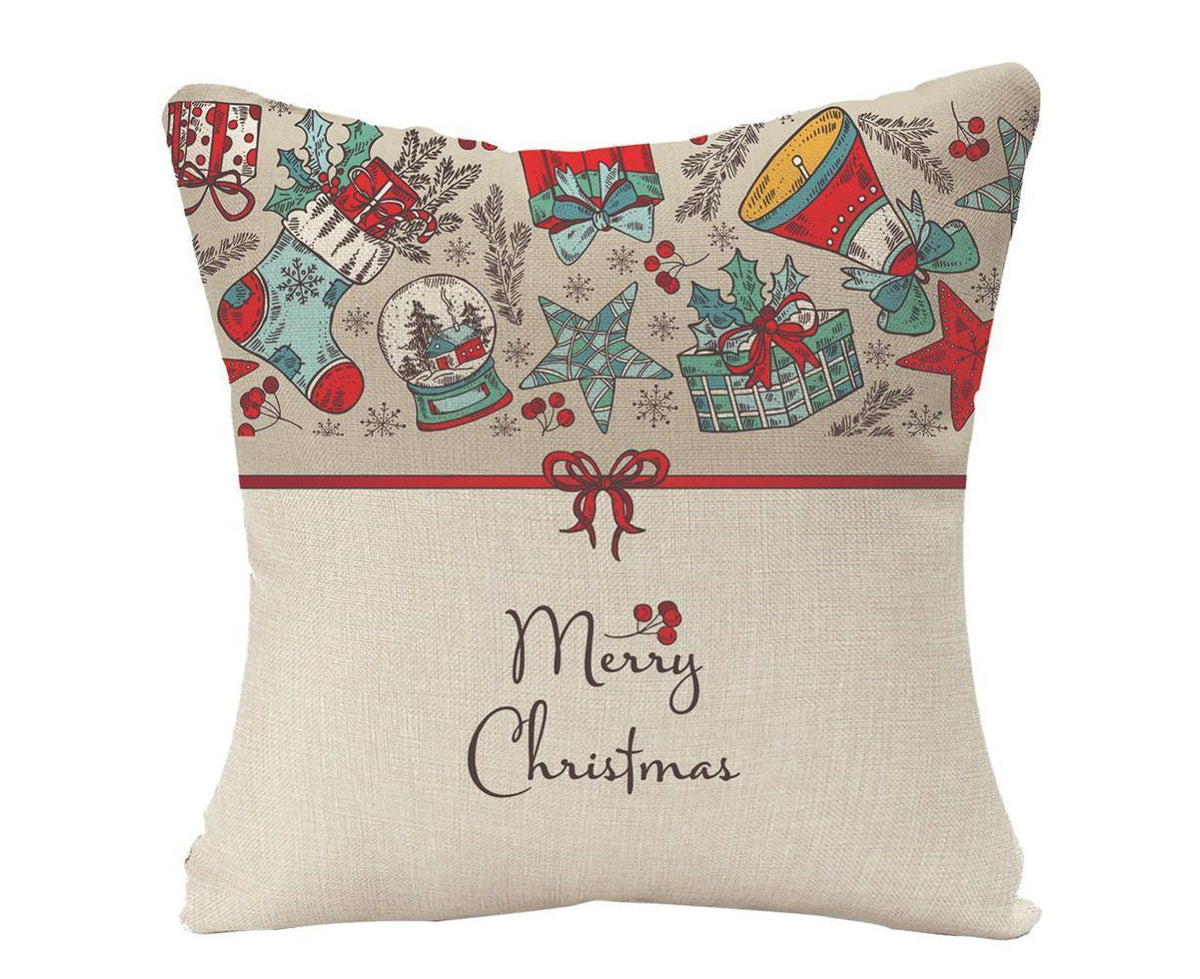 Merry Christmas Throw Pillow Covers 18x18 Inch, Xmas Trees Decorative Cushion Cases for Home Decoration - White