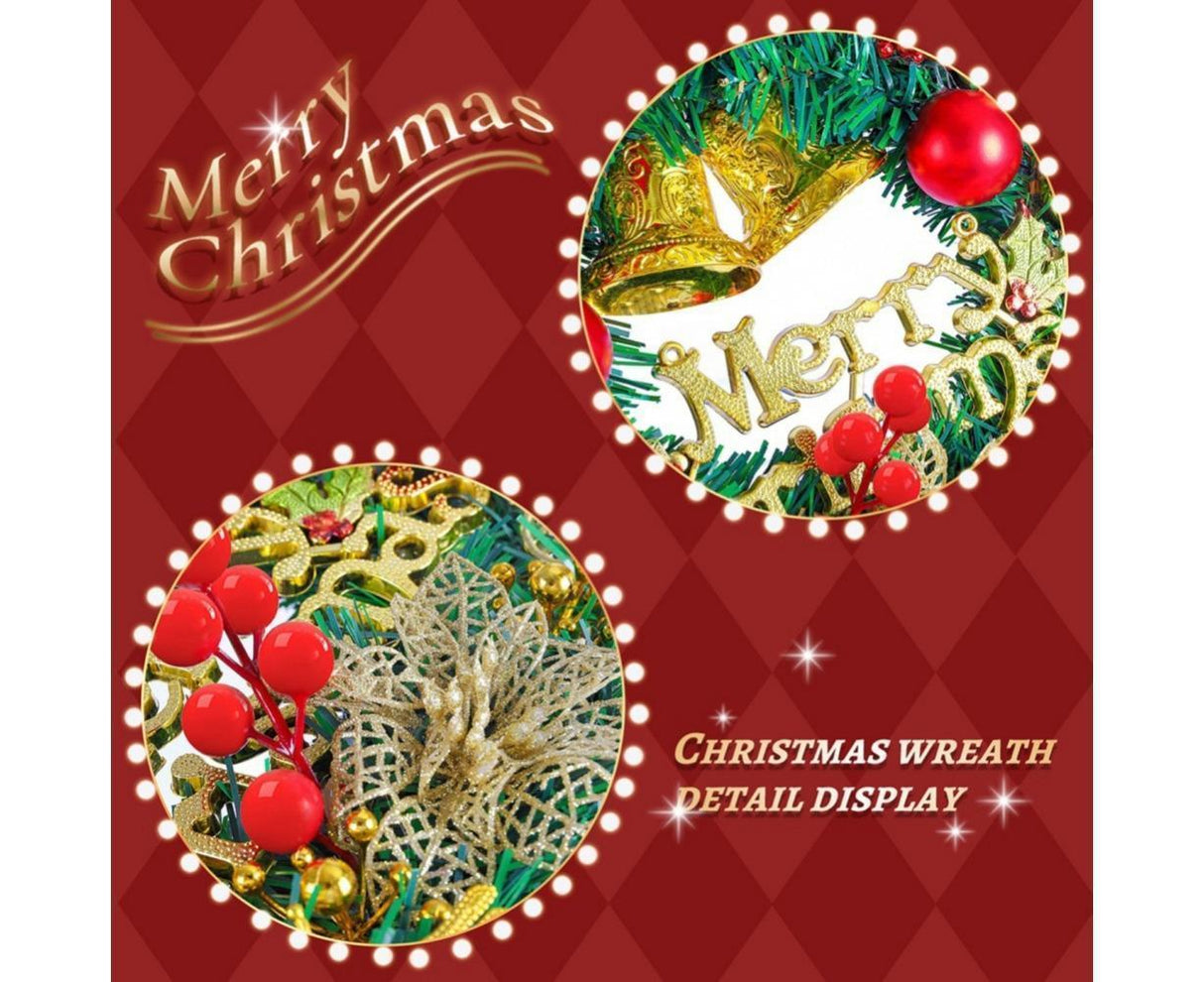 Merry Christmas Wreath 12 Inch Christmas Decorations Front Door Wreath Ornament Wall Artificial Pine Garland for Christmas Party Decor - 30CM