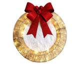 Outdoor Christmas Wreath Decoration, LED Metal Holiday Decor for Home Exterior, Garden - Gold 50CM