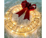 Outdoor Christmas Wreath Decoration, LED Metal Holiday Decor for Home Exterior, Garden - Gold 50CM