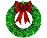 Outdoor Christmas Wreath Decoration, LED Metal Holiday Decor for Home Exterior, Garden - Green 50CM