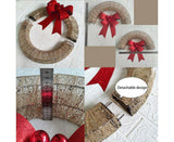 Outdoor Christmas Wreath Decoration, LED Metal Holiday Decor for Home Exterior, Garden - Green 50CM