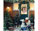 30cm Christmas Wagon Wheel Wreath, Artificial Hanging Garland, Christmas Decorations