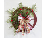 40cm Christmas Wagon Wheel Wreath, Artificial Hanging Garland, Christmas Decorations