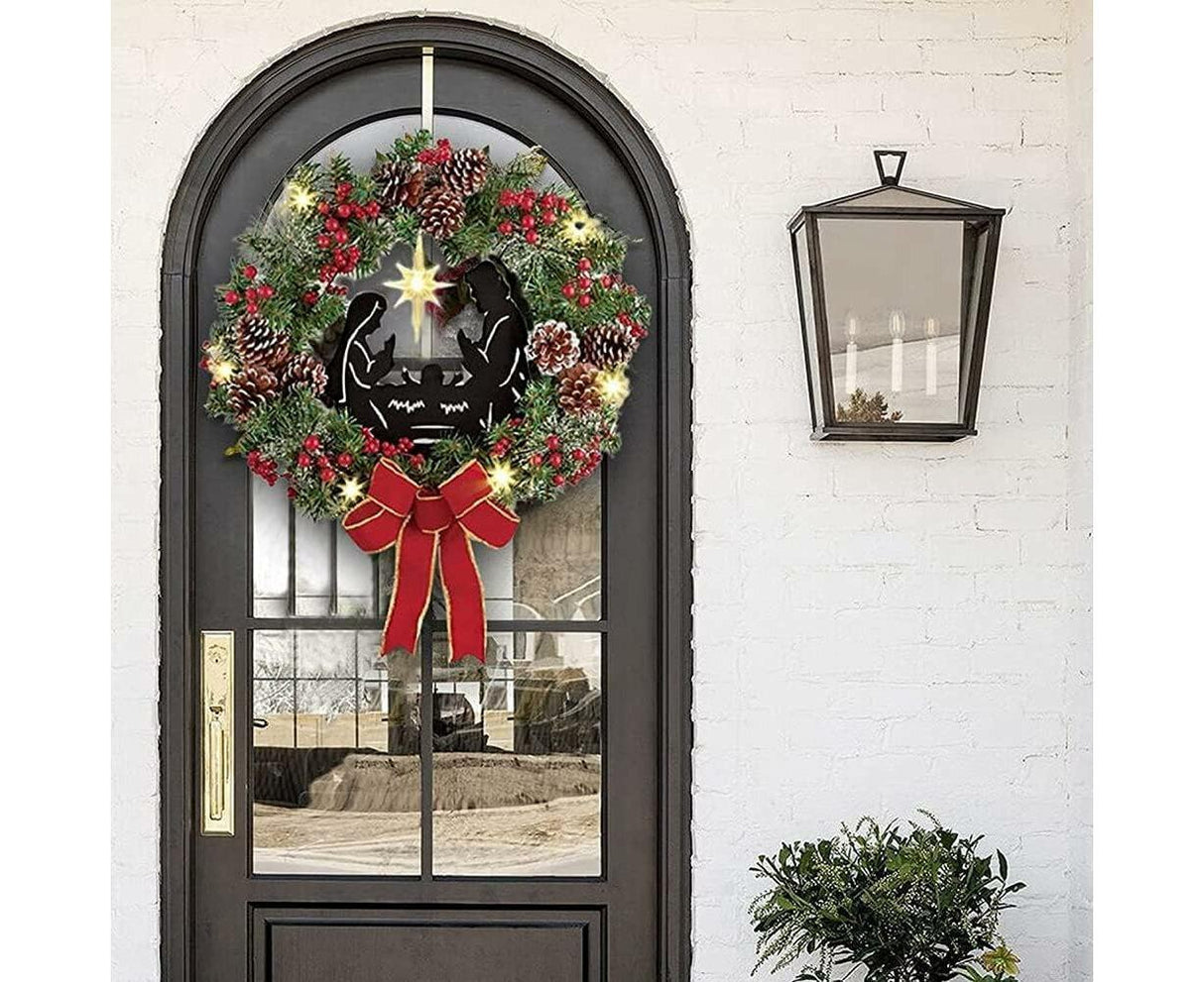 40cm Christmas Wreath for Nativity Scene, Christmas Decorations, Artificial Christmas Wreath