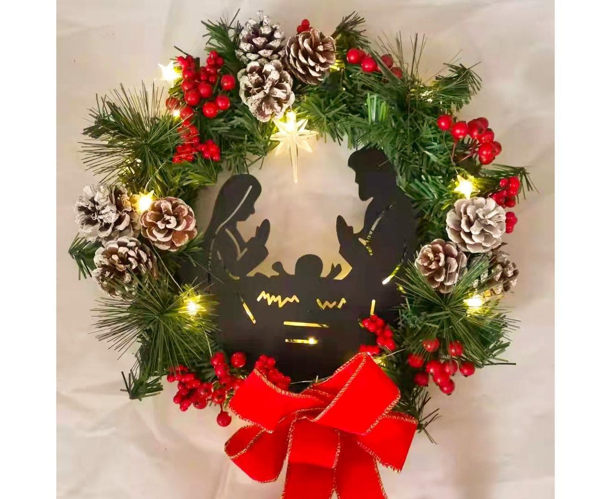 40cm Christmas Wreath for Nativity Scene, Christmas Decorations, Artificial Christmas Wreath