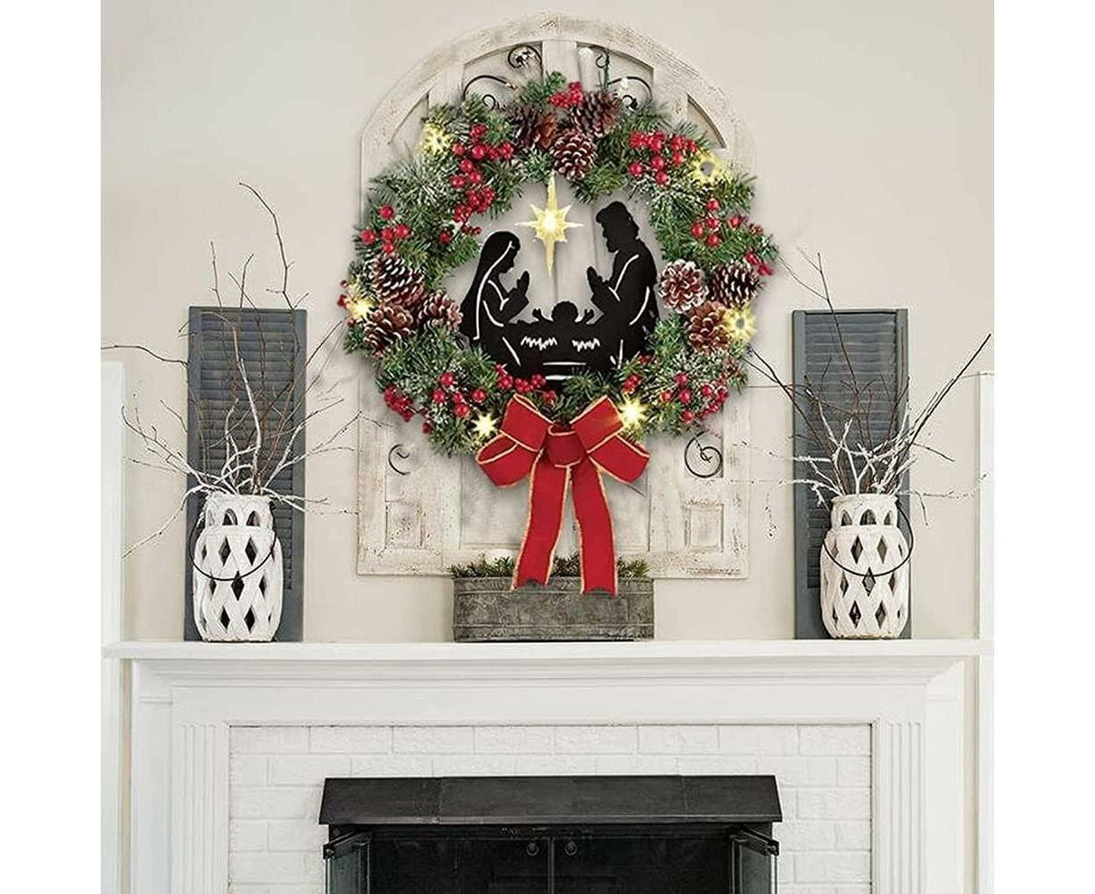 40cm Christmas Wreath for Nativity Scene, Christmas Decorations, Artificial Christmas Wreath