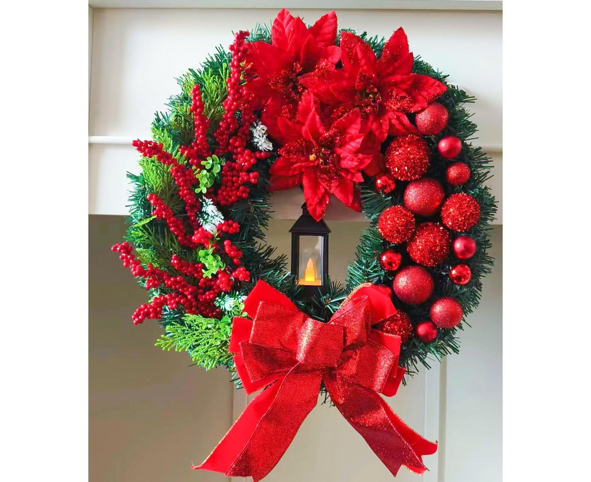 40cm Christmas Wreath with LED Light, Christmas Decoration, Artificial Christmas Garland