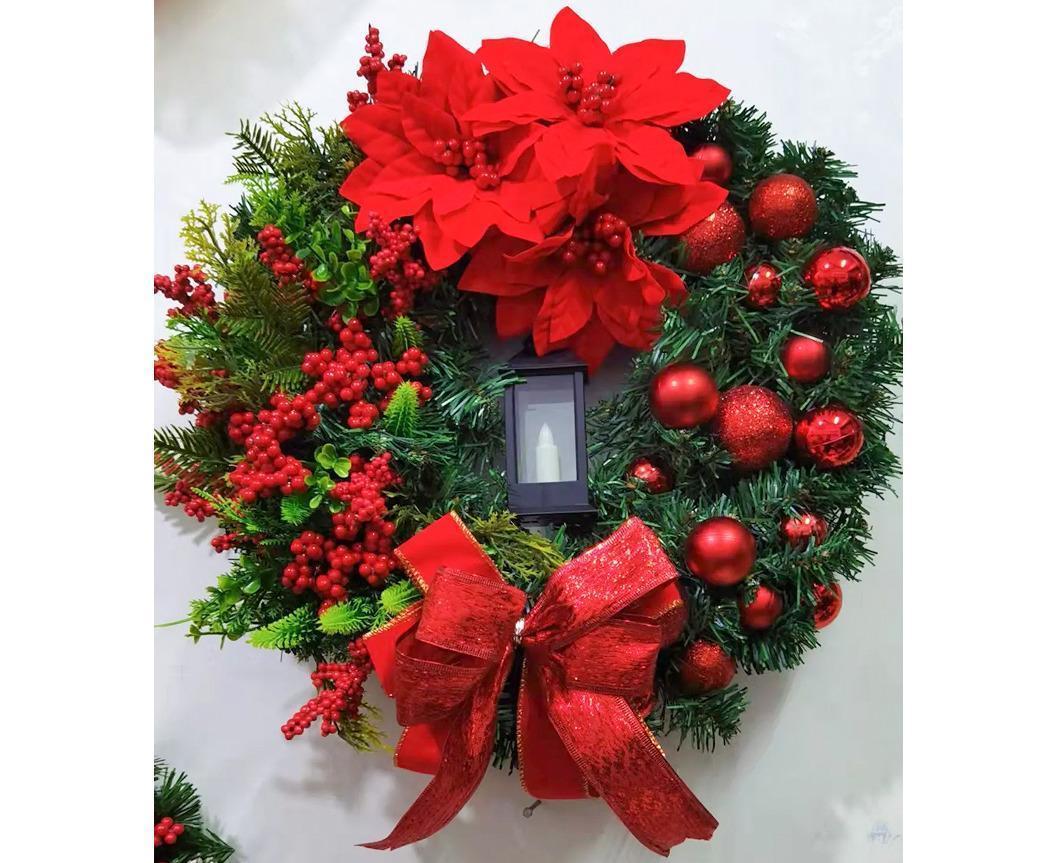 40cm Christmas Wreath with LED Light, Christmas Decoration, Artificial Christmas Garland
