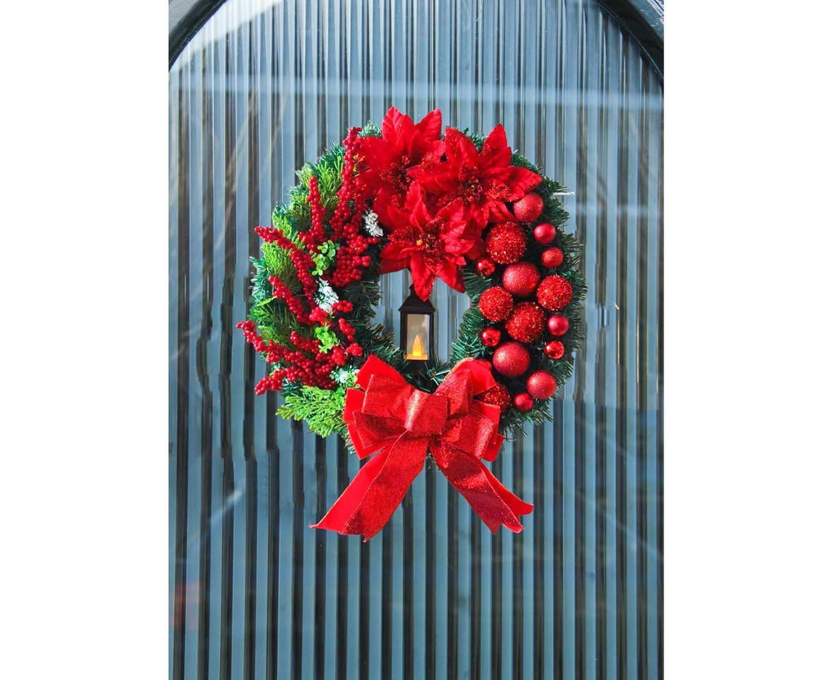 40cm Christmas Wreath with LED Light, Christmas Decoration, Artificial Christmas Garland