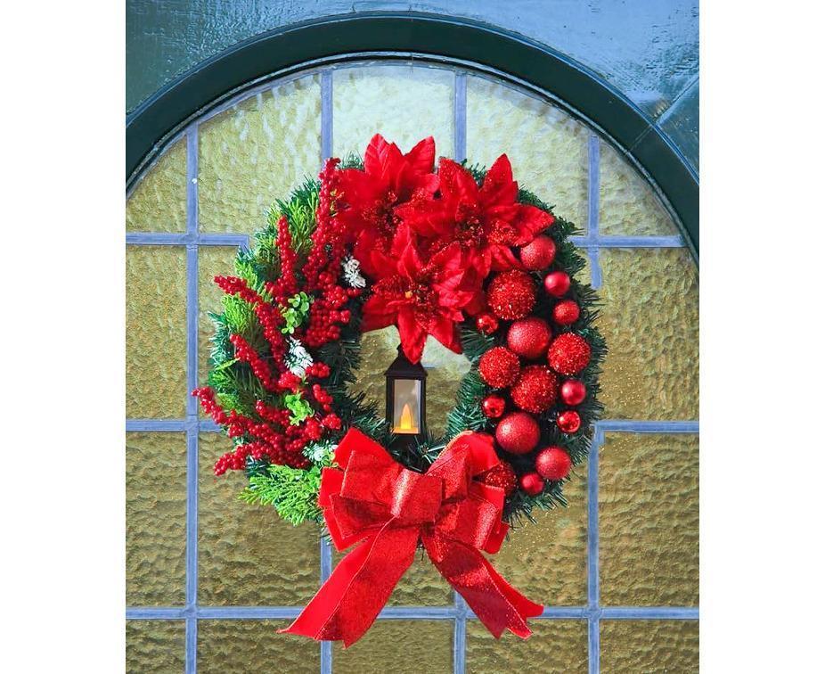 45cm Christmas Wreath with LED Light, Christmas Decoration, Artificial Christmas Wreath