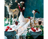 12Pcs Christmas Deer Napkin Rings Set, Glossy Elk Napkin Holder, Chic Reindeer Napkin Buckle,Xmas Dining Table Decor Supplies (Silver)