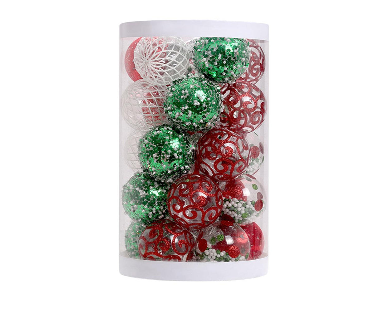 25pcs Christmas Decorations 6cm Xmas Tree Hanging Ball Xmas Tree Hanging Balls Xmas Hanging Balls Decor Decoration Christmas Decoration-Red Green White