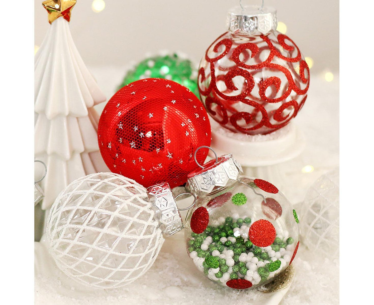 25pcs Christmas Decorations 6cm Xmas Tree Hanging Ball Xmas Tree Hanging Balls Xmas Hanging Balls Decor Decoration Christmas Decoration-Red Green White