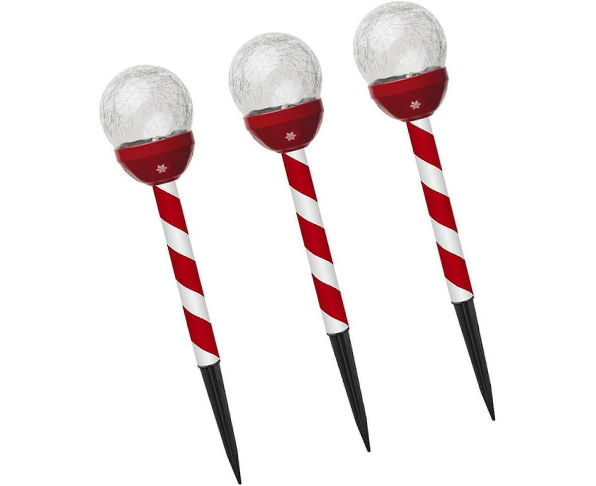 3 Pcs Christmas Solar Candy Lights Candy Cane Lights Outdoor Candy Pathway Markers adornos navideos para Exterior Landscape spotlights Blin