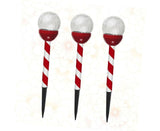 3 Pcs Christmas Solar Candy Lights Candy Cane Lights Outdoor Candy Pathway Markers adornos navideos para Exterior Landscape spotlights Blin