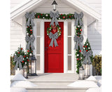 6 Pieces Large Christmas Wreath Bow Plaid Christmas Bow PVC Plastic Xmas Plaid Check Wrapping Bow for Christmas Indoor Outdoor Decorations - Black and White