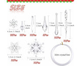 85 Pcs Christmas Decoration Acrylic Snowflake Icicles Christmas Tree Icicle Snowflake With Crystal Line Ornaments Set For Christmas Party Decorations
