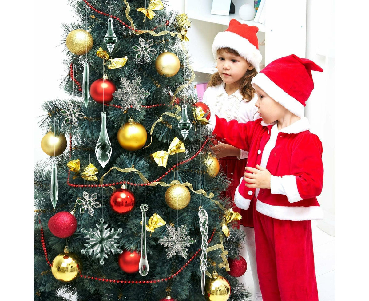 85 Pcs Christmas Decoration Acrylic Snowflake Icicles Christmas Tree Icicle Snowflake With Crystal Line Ornaments Set For Christmas Party Decorations