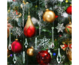 85 Pcs Christmas Decoration Acrylic Snowflake Icicles Christmas Tree Icicle Snowflake With Crystal Line Ornaments Set For Christmas Party Decorations