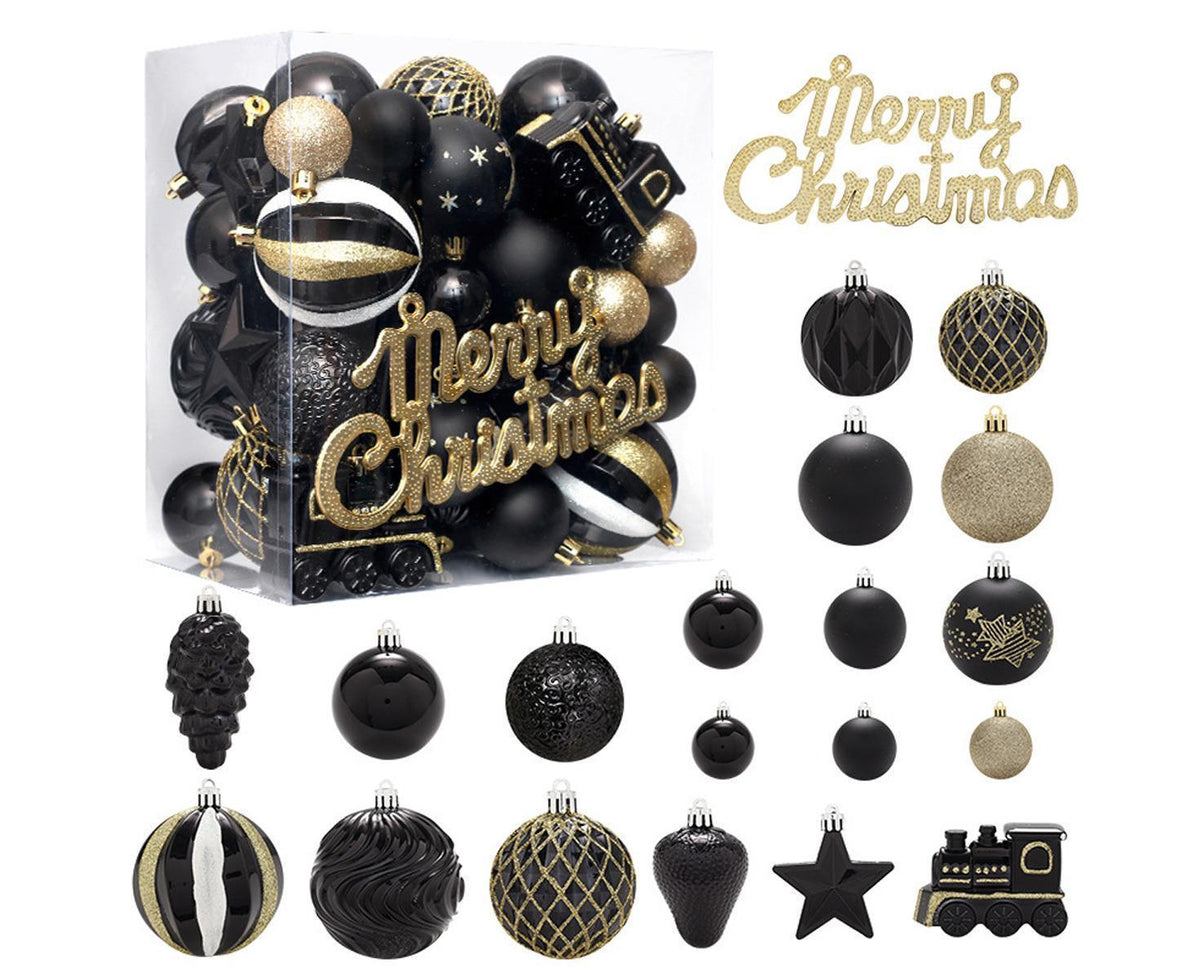 Christmas Balls Ornaments 65PCS Shatterproof Festive Wedding Hanging Ornaments Christmas Tree Decoration,Black gold