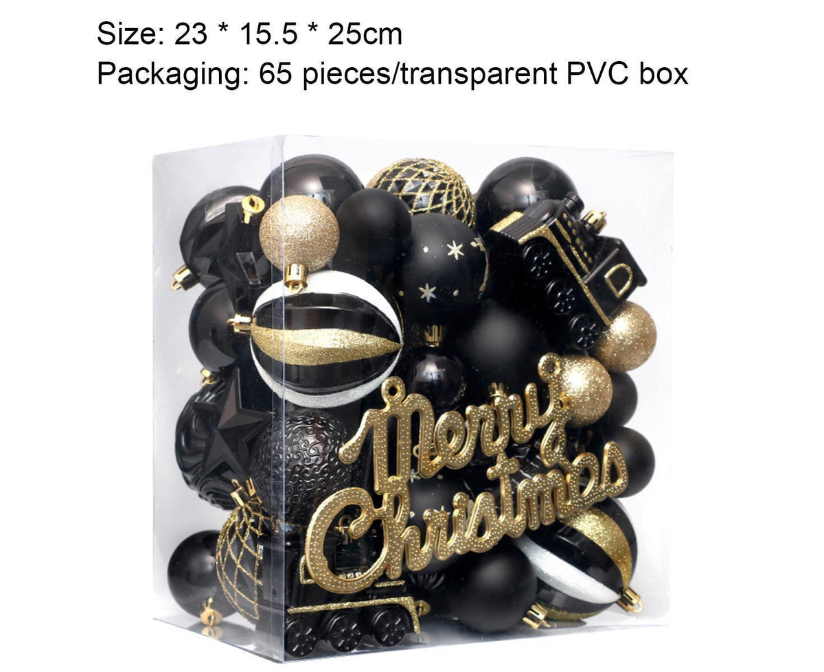 Christmas Balls Ornaments 65PCS Shatterproof Festive Wedding Hanging Ornaments Christmas Tree Decoration,Black gold