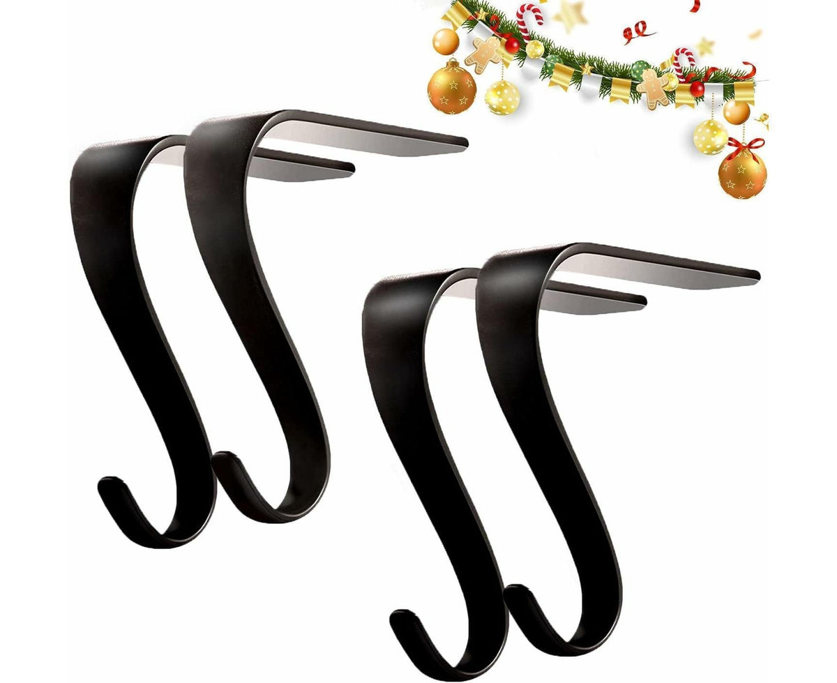 Christmas Stocking Holders Metal Fireplace Stocking Hook Garland Mantle Hook For Christmas Decoration (4 Pack)
