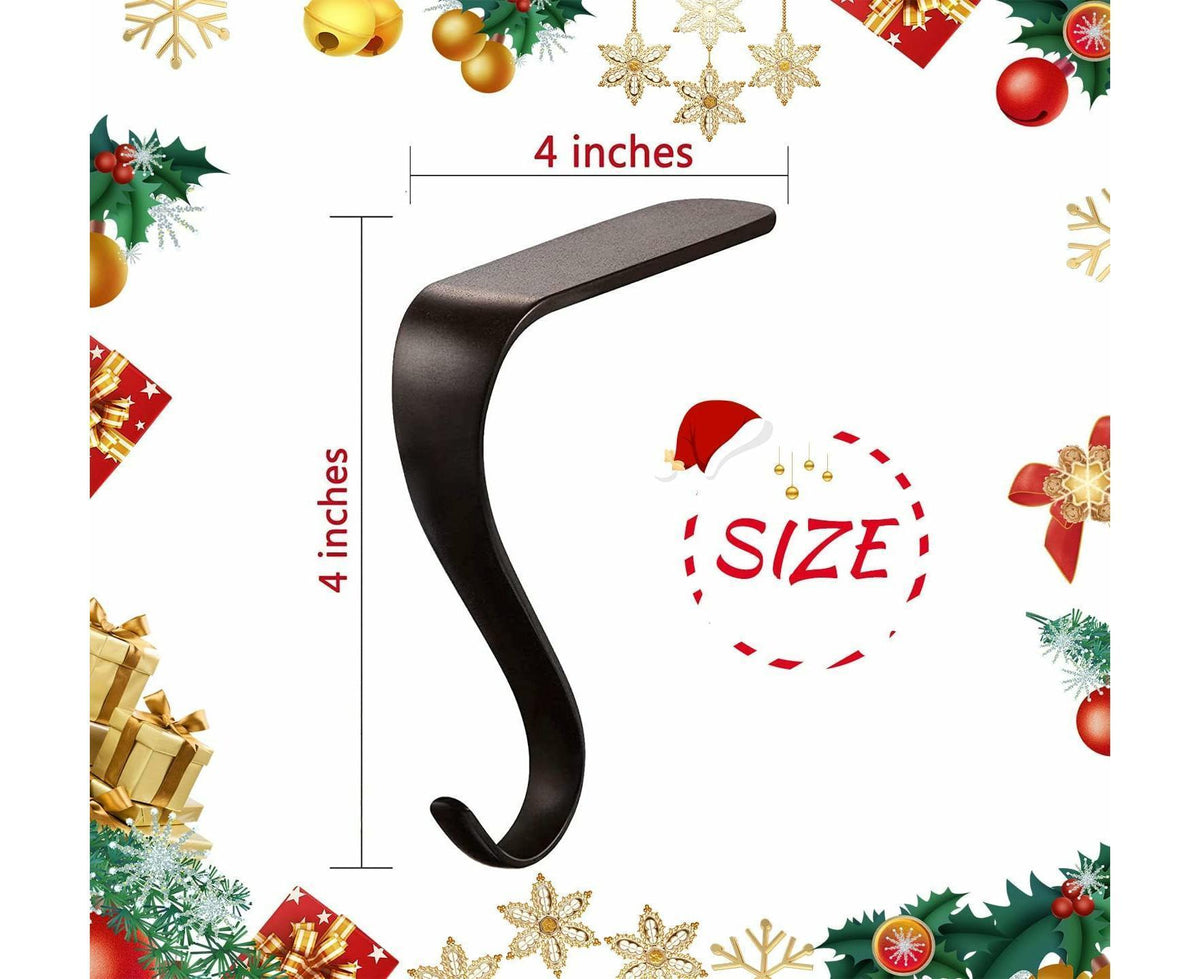 Christmas Stocking Holders Metal Fireplace Stocking Hook Garland Mantle Hook For Christmas Decoration (4 Pack)