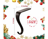 Christmas Stocking Holders Metal Fireplace Stocking Hook Garland Mantle Hook For Christmas Decoration (4 Pack)