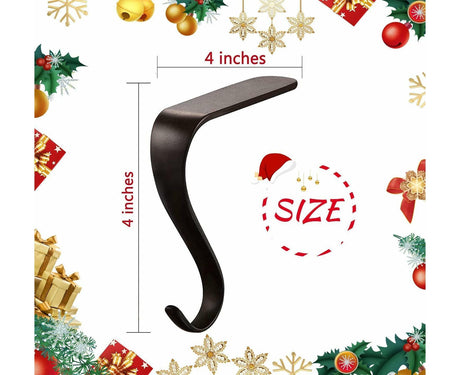 Christmas Stocking Holders Metal Fireplace Stocking Hook Garland Mantle Hook For Christmas Decoration (4 Pack)