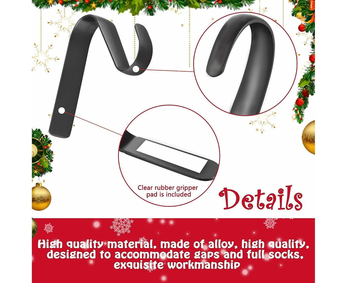 Christmas Stocking Holders Metal Fireplace Stocking Hook Garland Mantle Hook For Christmas Decoration (4 Pack)