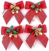 8cm Christmas Bow Bells, Hessian Scottish Knot, Christmas Tree Ornaments, Christmas Tree Ornaments