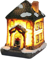 Christmas Scene Village Houses LED Christmas Decorations Resin Snow House with Warm White Light Battery Powered