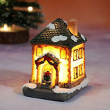 Christmas Scene Village Houses LED Christmas Decorations Resin Snow House with Warm White Light Battery Powered
