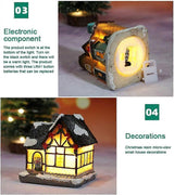 Christmas Scene Village Houses LED Christmas Decorations Resin Snow House with Warm White Light Battery Powered