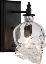 Creative Vintage Industrial Glass Skull Head Wall Sconce Retro Indoor Wall Sconce Lights