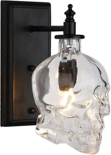 Creative Vintage Industrial Glass Skull Head Wall Sconce Retro Indoor Wall Sconce Lights