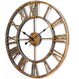 Decor Wall Clock European Retro Clock with Large Numerals Indoor Silent Battery Operated Metal Clock