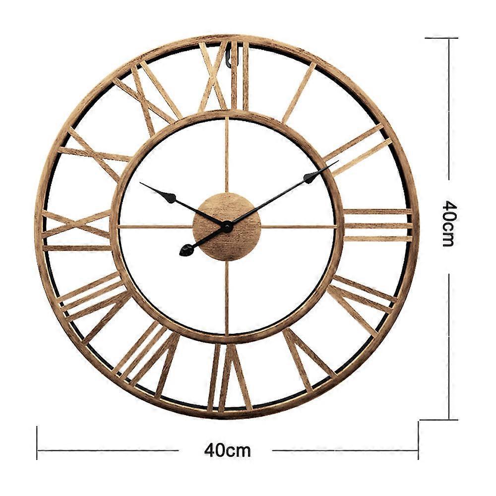 Decor Wall Clock European Retro Clock with Large Numerals Indoor Silent Battery Operated Metal Clock